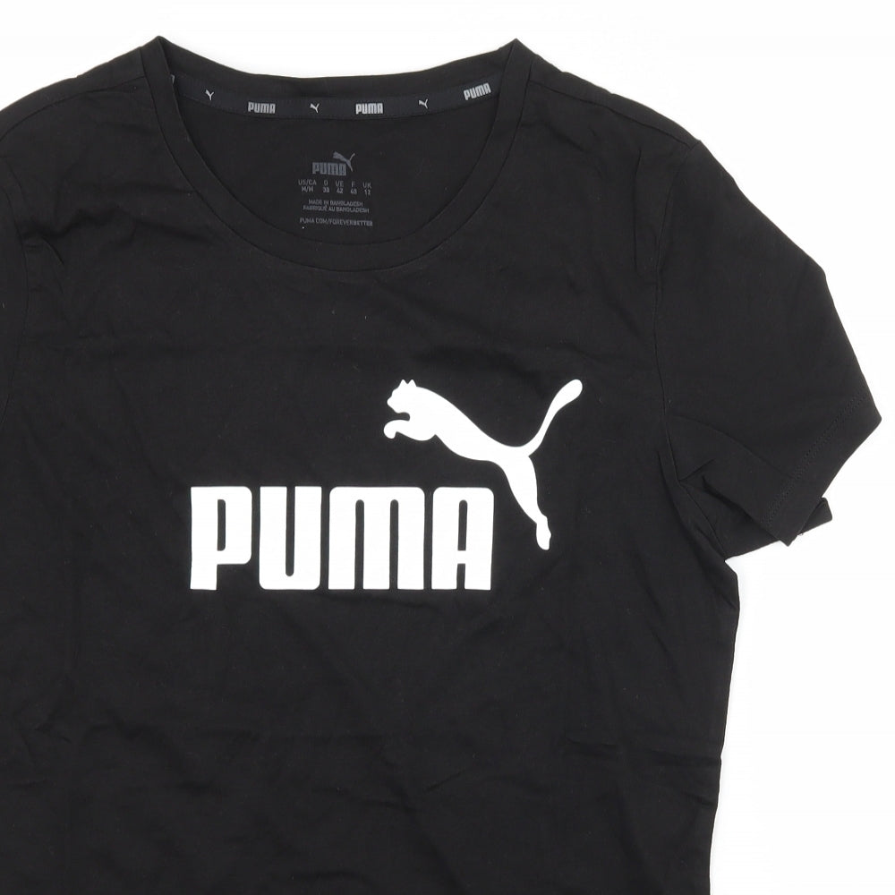 PUMA Womens Black  Jersey Basic T-Shirt Size 12