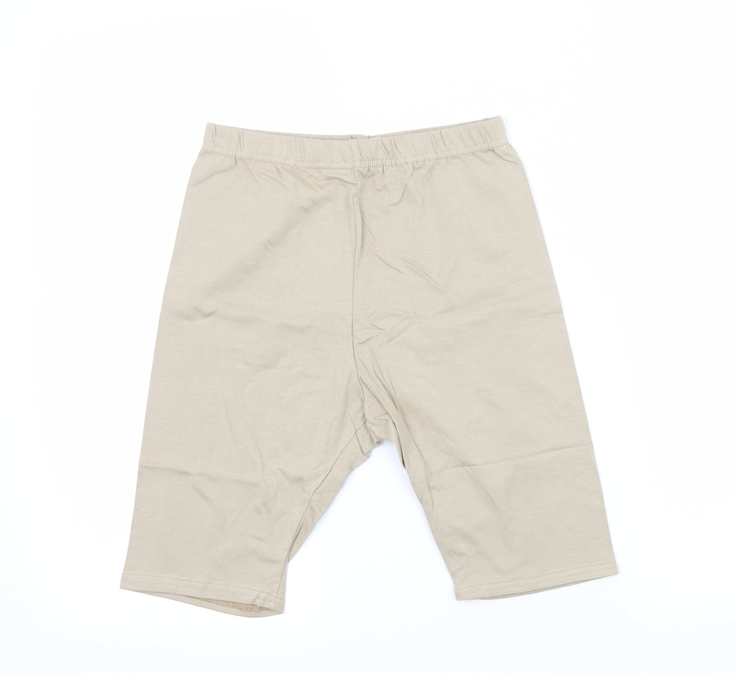 PRETTYLITTLETHING Womens Beige Striped Denim Compression Shorts Size 6