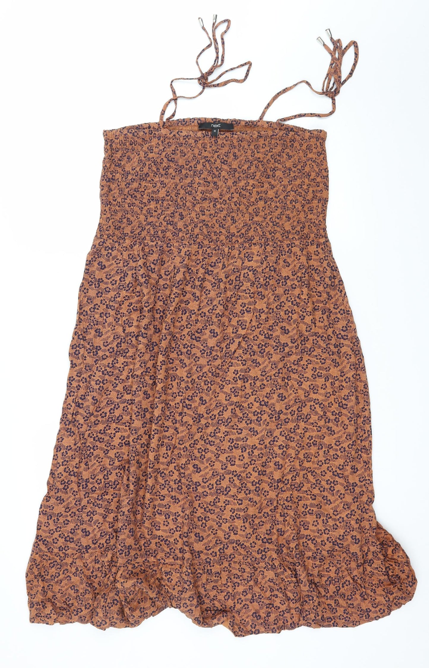 NEXT Womens Brown Geometric Rayon Slip Dress  Size 14