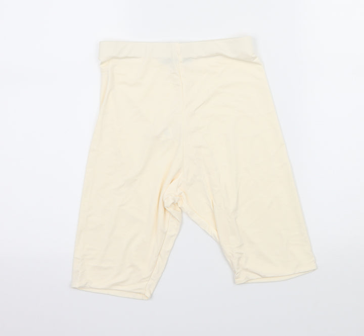 PRETTYLITTLETHING Womens Ivory Jersey Compression Shorts Size 8