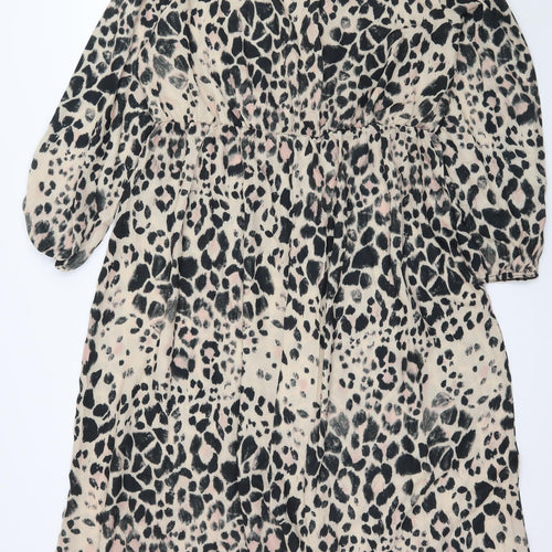 Boohoo Womens Beige Animal Print  A-Line  Size 22