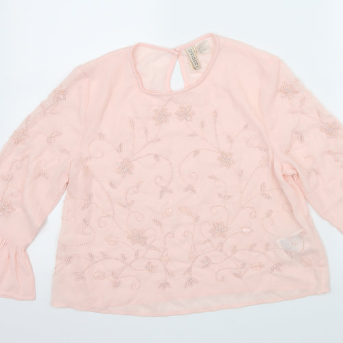 Divided Womens Pink Floral Chiffon Basic Blouse Size 8