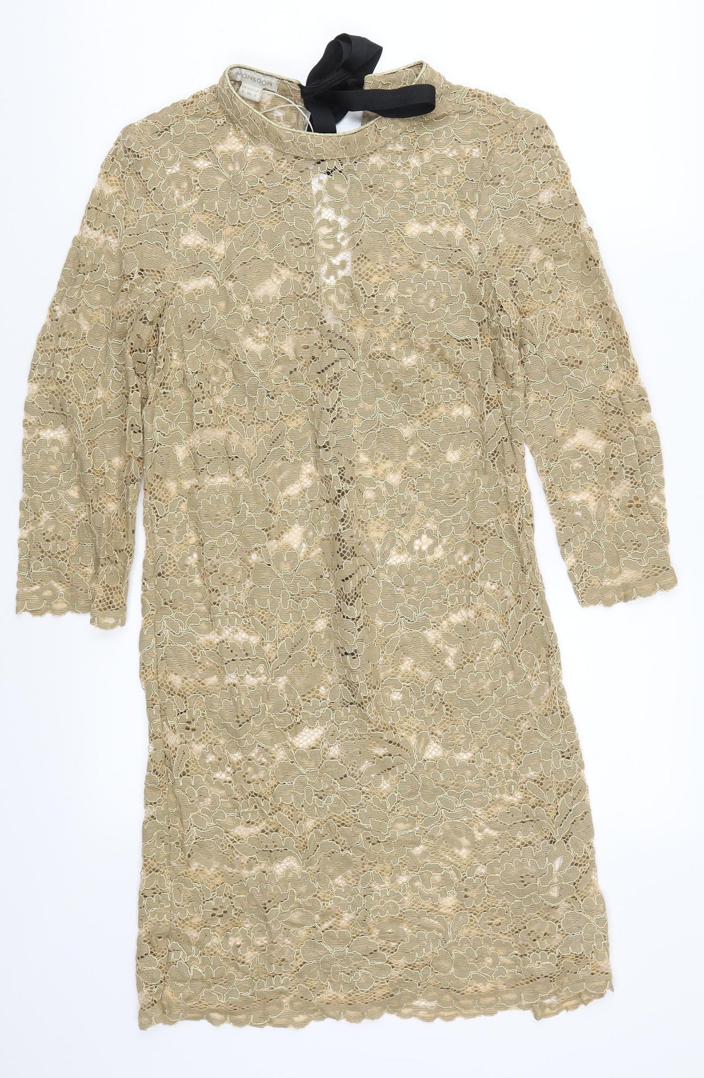 Monsoon Womens Beige  Lace A-Line  Size 8