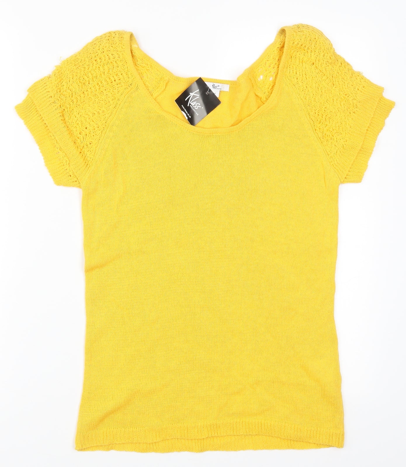Klass Womens Yellow  Knit Pullover Jumper Size S