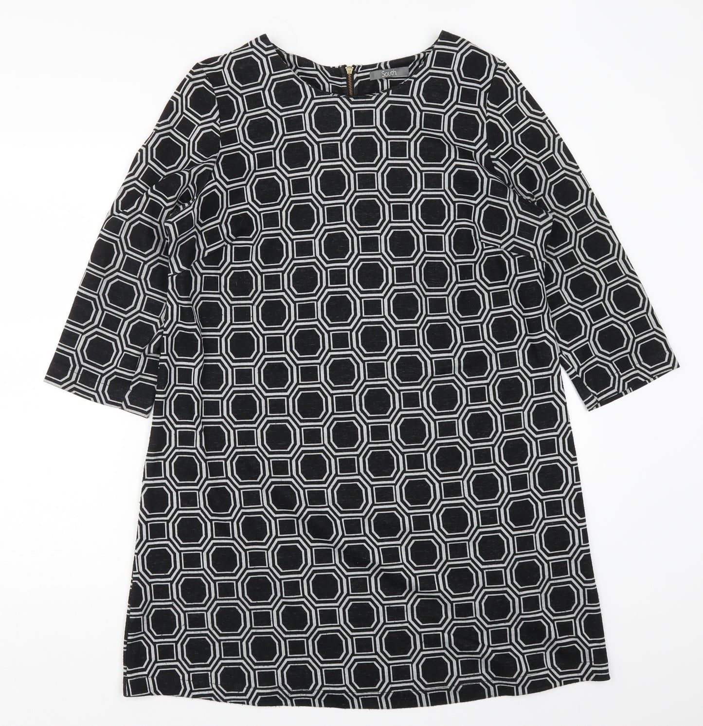 South Womens Grey Geometric  T-Shirt Dress  Size 14