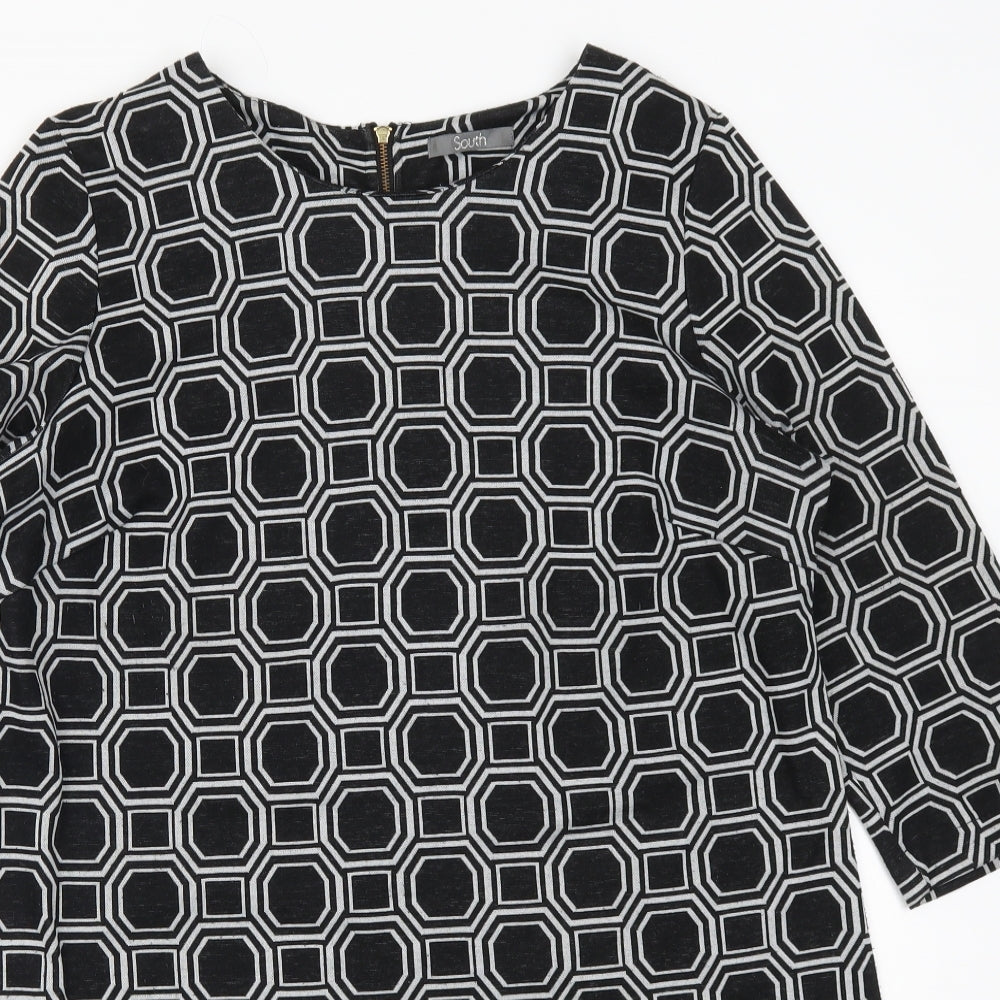South Womens Grey Geometric  T-Shirt Dress  Size 14