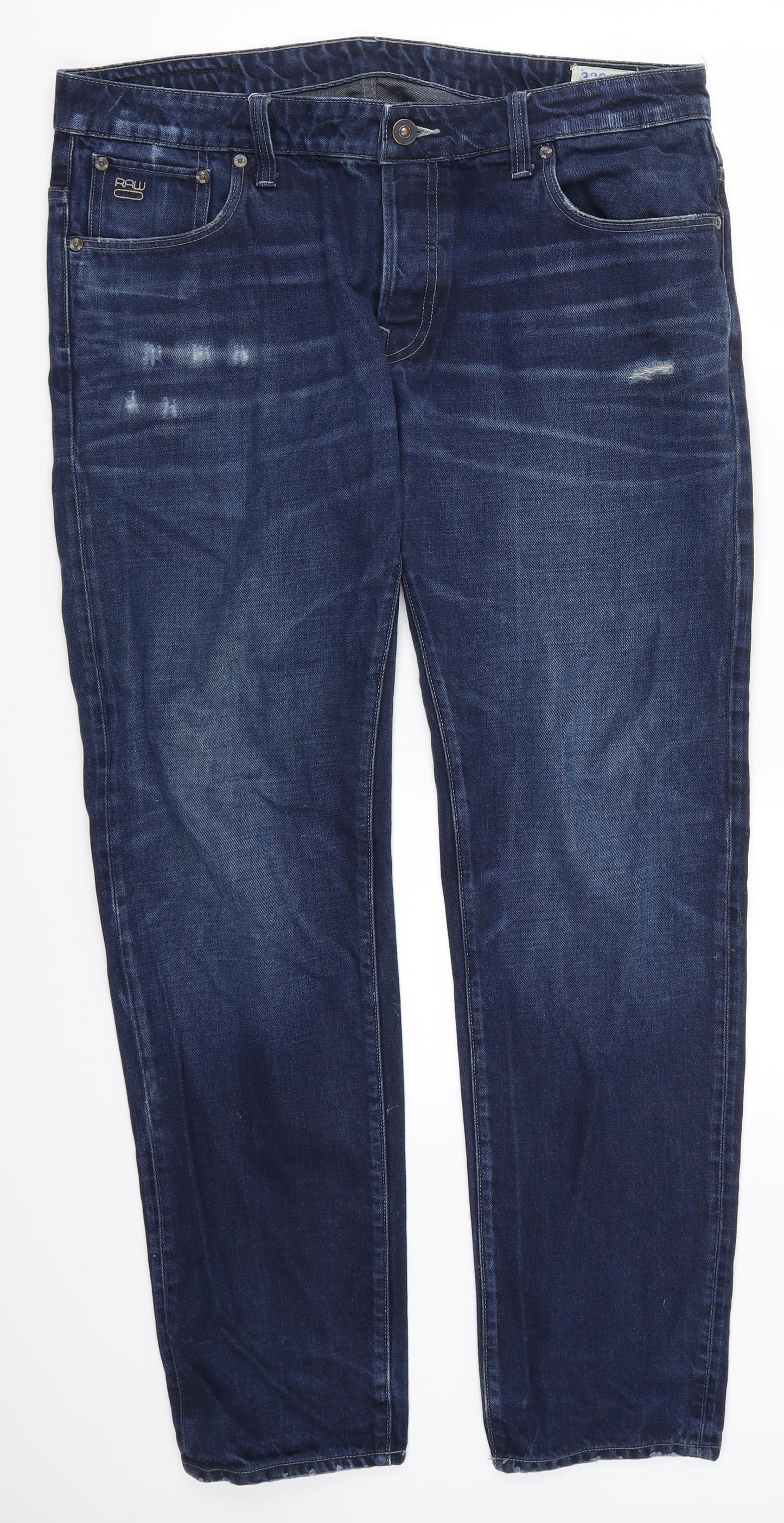 G-Star Mens Blue  Denim Straight Jeans Size 38 L34 in