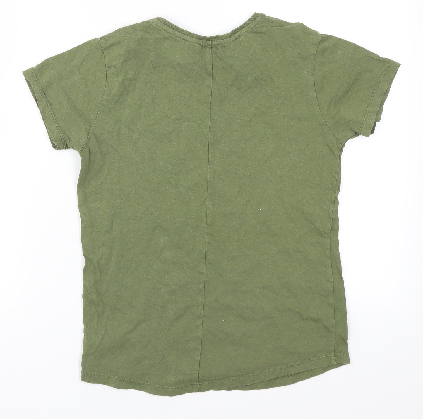 Primark Girls Green   Basic T-Shirt Size 8-9 Years  - Distressed Look