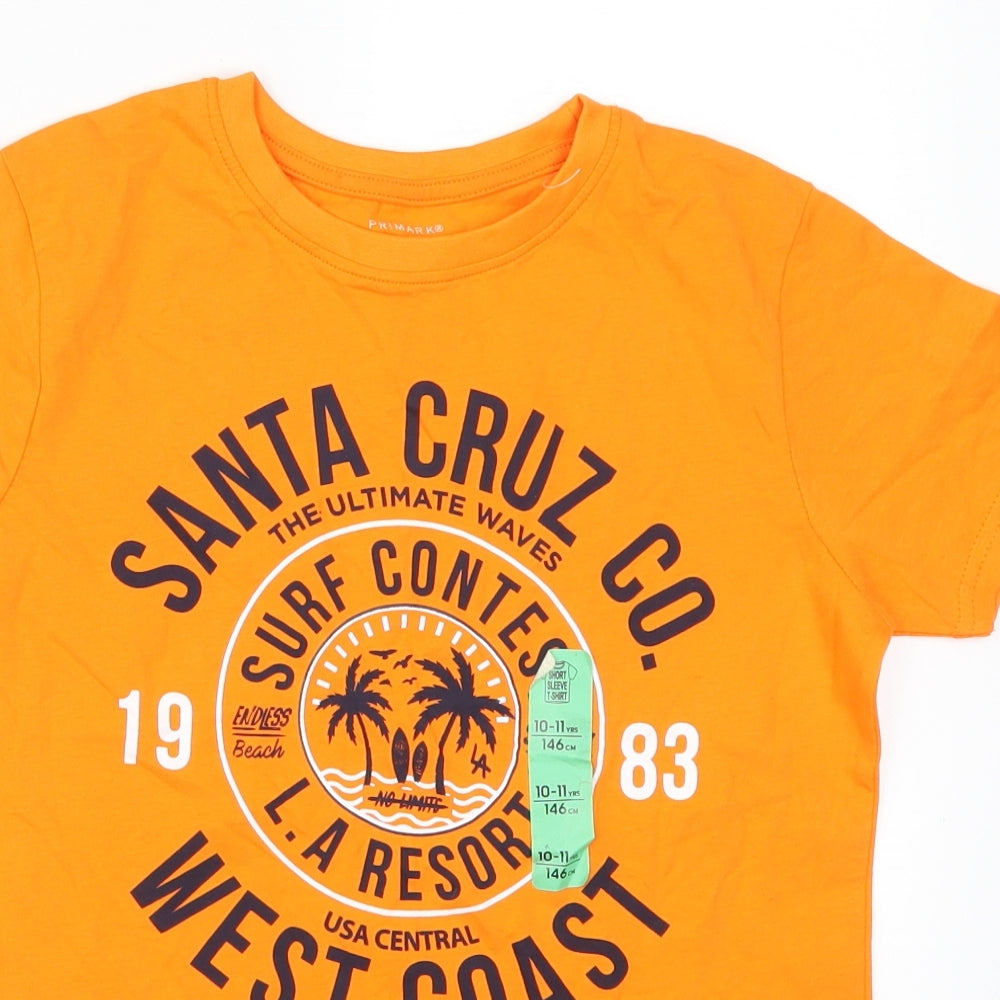 Primark Boys Orange   Basic T-Shirt Size 10-11 Years  - Santa Cruz