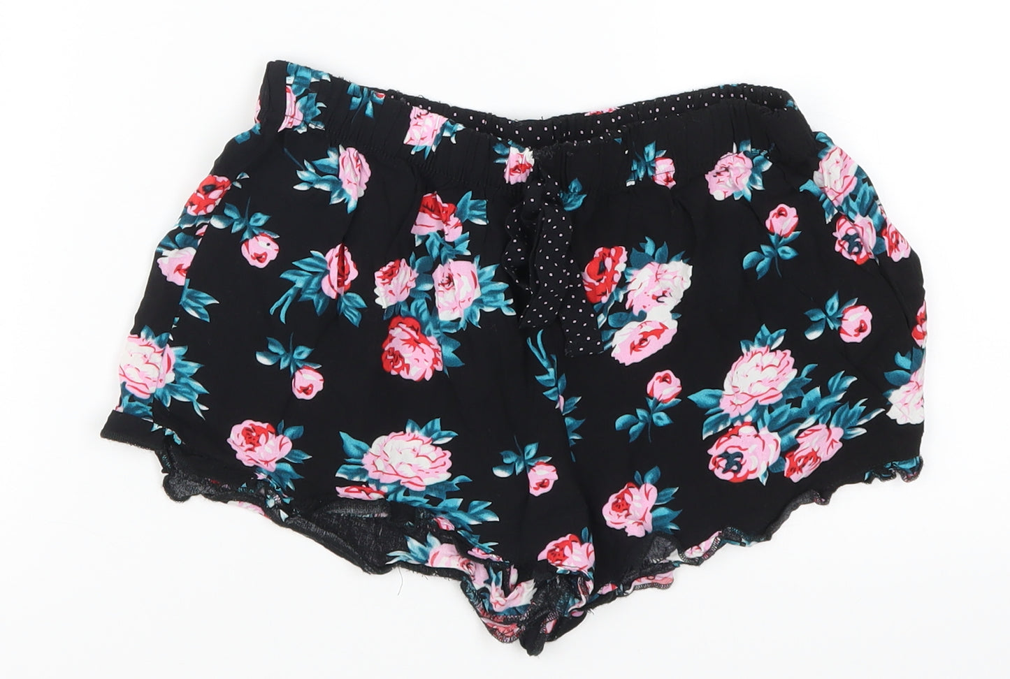 Primark Womens Black Floral  Cut-Off Shorts Size 6 - Loungewear