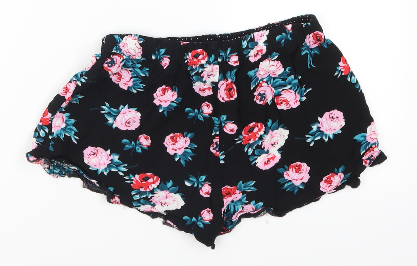 Primark Womens Black Floral  Cut-Off Shorts Size 6 - Loungewear