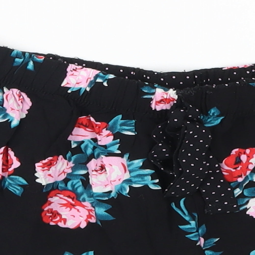 Primark Womens Black Floral  Cut-Off Shorts Size 6 - Loungewear