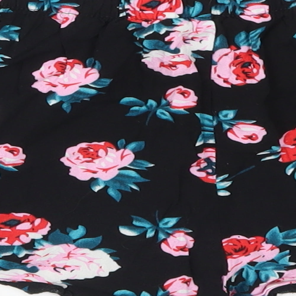 Primark Womens Black Floral  Cut-Off Shorts Size 6 - Loungewear