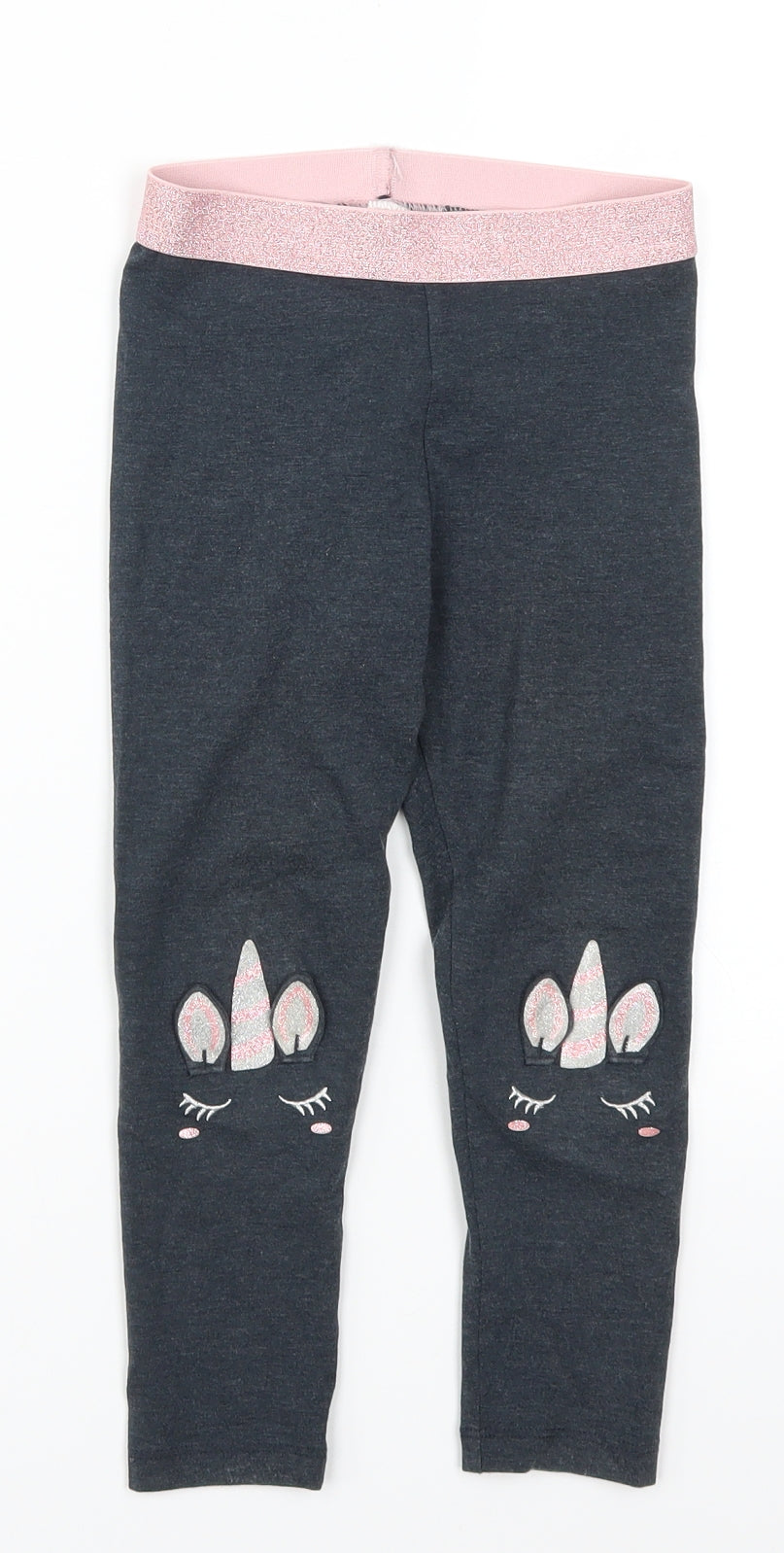 George Girls Grey   Carrot Trousers Size 5-6 Years - Unicorns