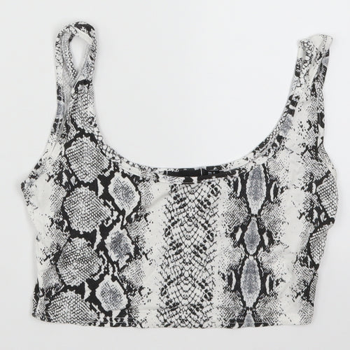PRETTYLITTLETHING Womens Grey Animal Print  Cropped Tank Size 8