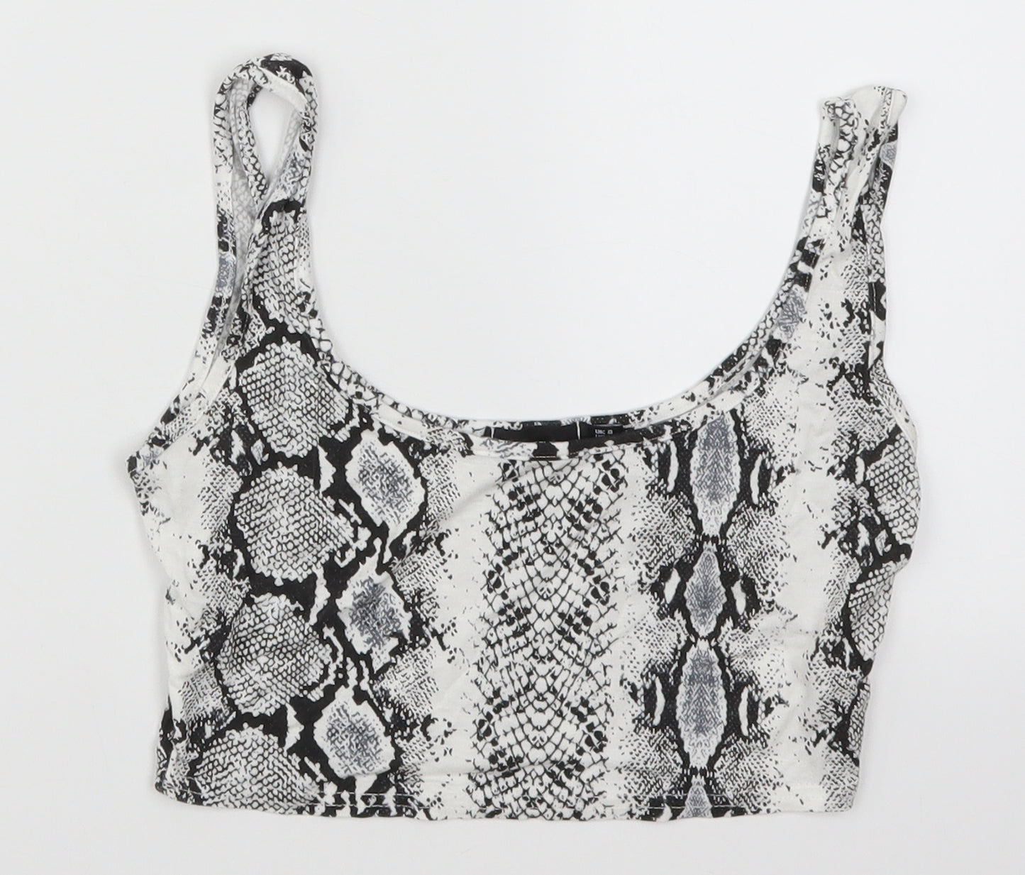 PRETTYLITTLETHING Womens Grey Animal Print  Cropped Tank Size 8