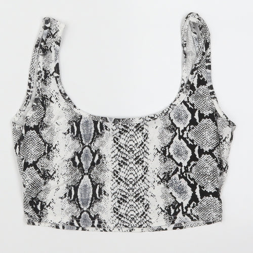 PRETTYLITTLETHING Womens Grey Animal Print  Cropped Tank Size 8