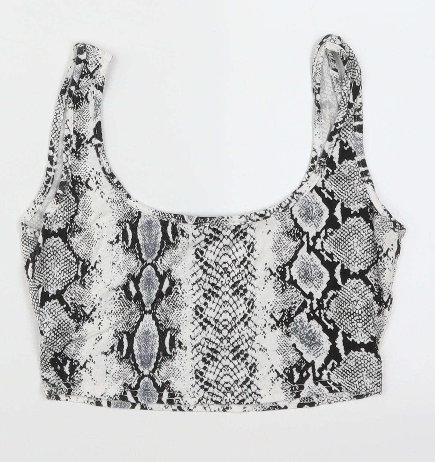 PRETTYLITTLETHING Womens Grey Animal Print  Cropped Tank Size 8
