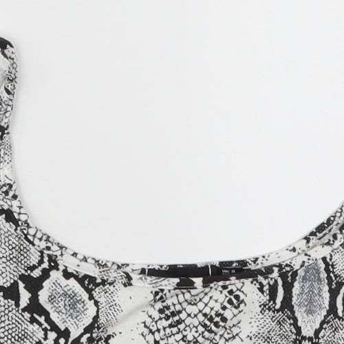 PRETTYLITTLETHING Womens Grey Animal Print  Cropped Tank Size 8