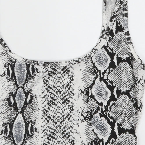 PRETTYLITTLETHING Womens Grey Animal Print  Cropped Tank Size 8
