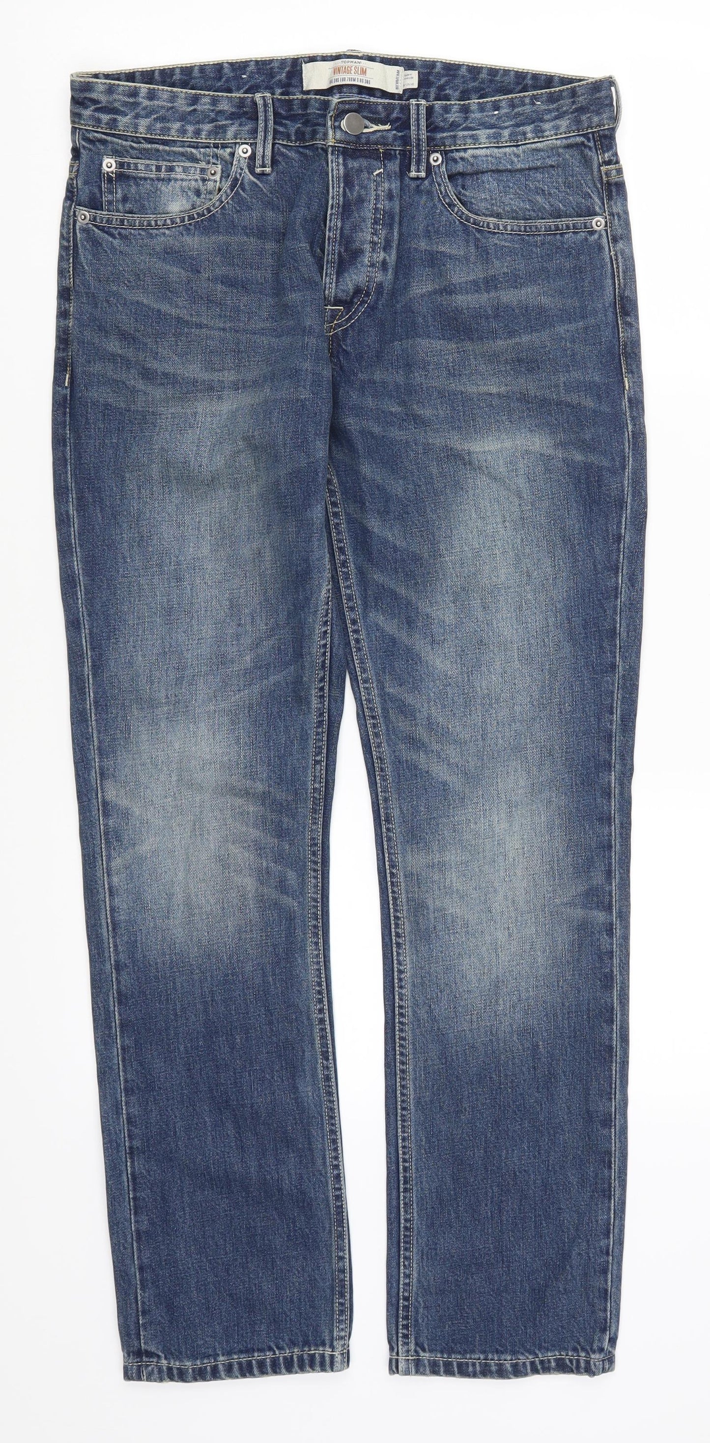 Topman Mens Blue  Denim Straight Jeans Size 30 L30 in