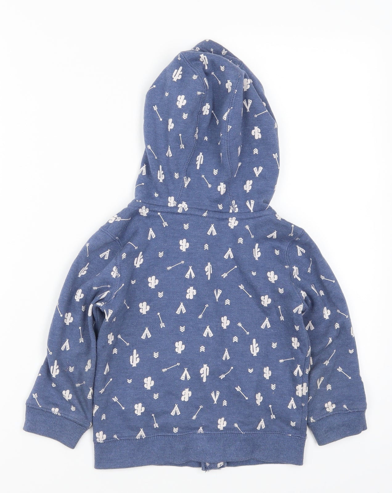 F&F Boys Blue   Full Zip Hoodie Size 3-4 Years  - Cactus Print