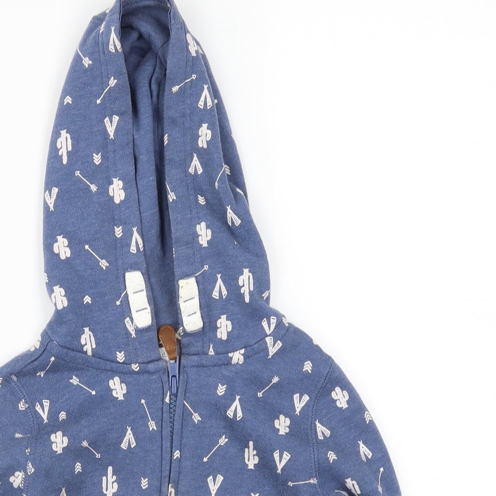 F&F Boys Blue   Full Zip Hoodie Size 3-4 Years  - Cactus Print