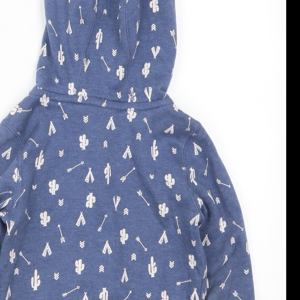 F&F Boys Blue   Full Zip Hoodie Size 3-4 Years  - Cactus Print