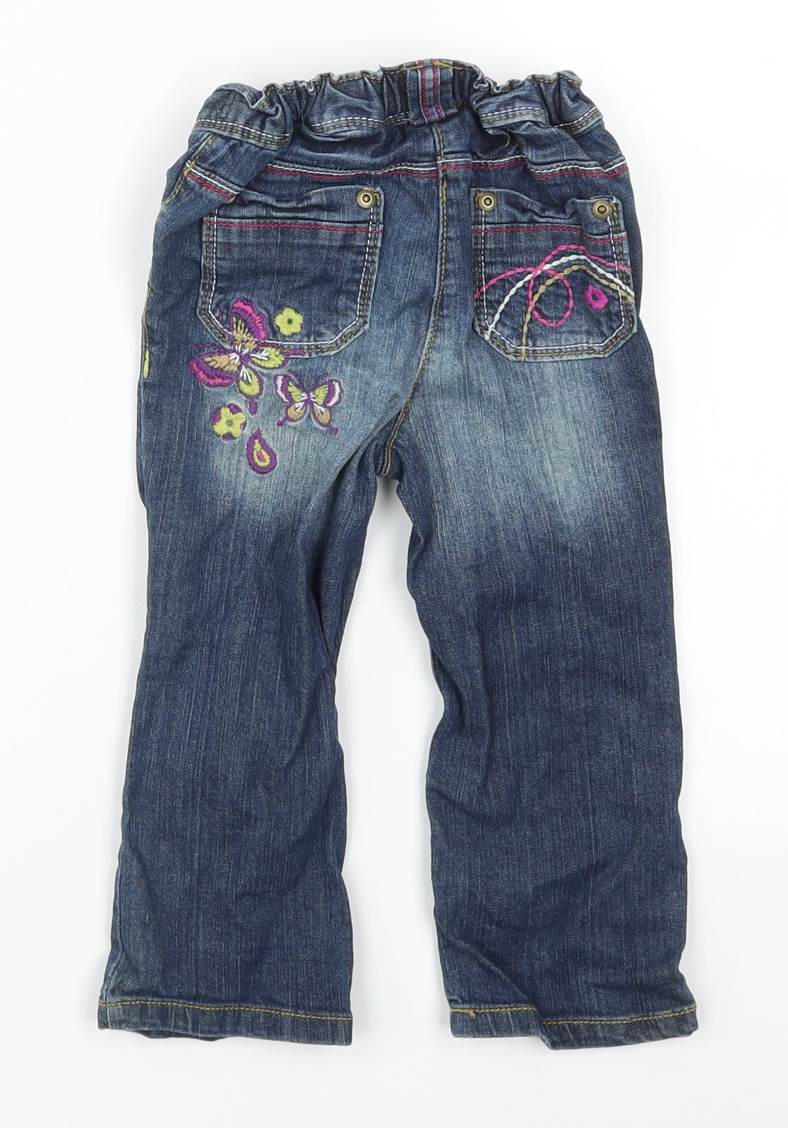 NEXT Girls Blue  Denim Cargo Jeans Size 18-24 Months  - Butterflies