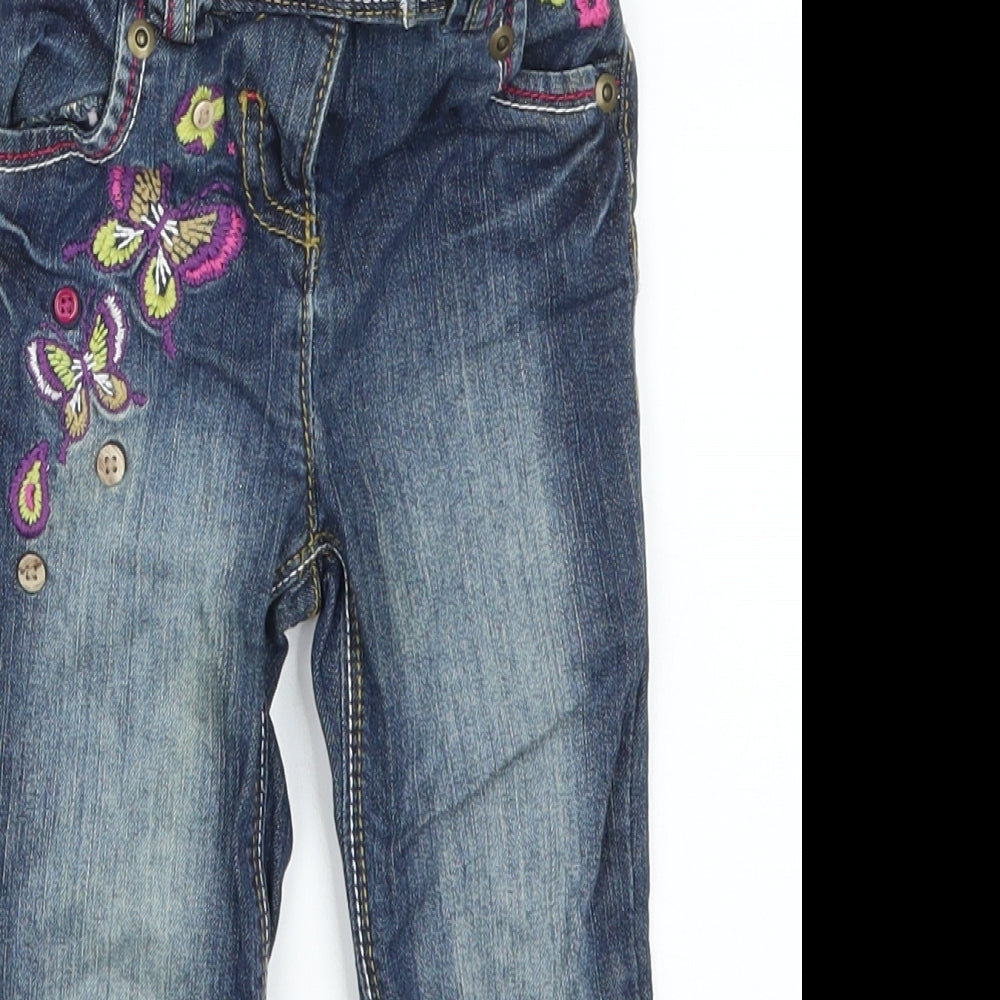 NEXT Girls Blue  Denim Cargo Jeans Size 18-24 Months  - Butterflies