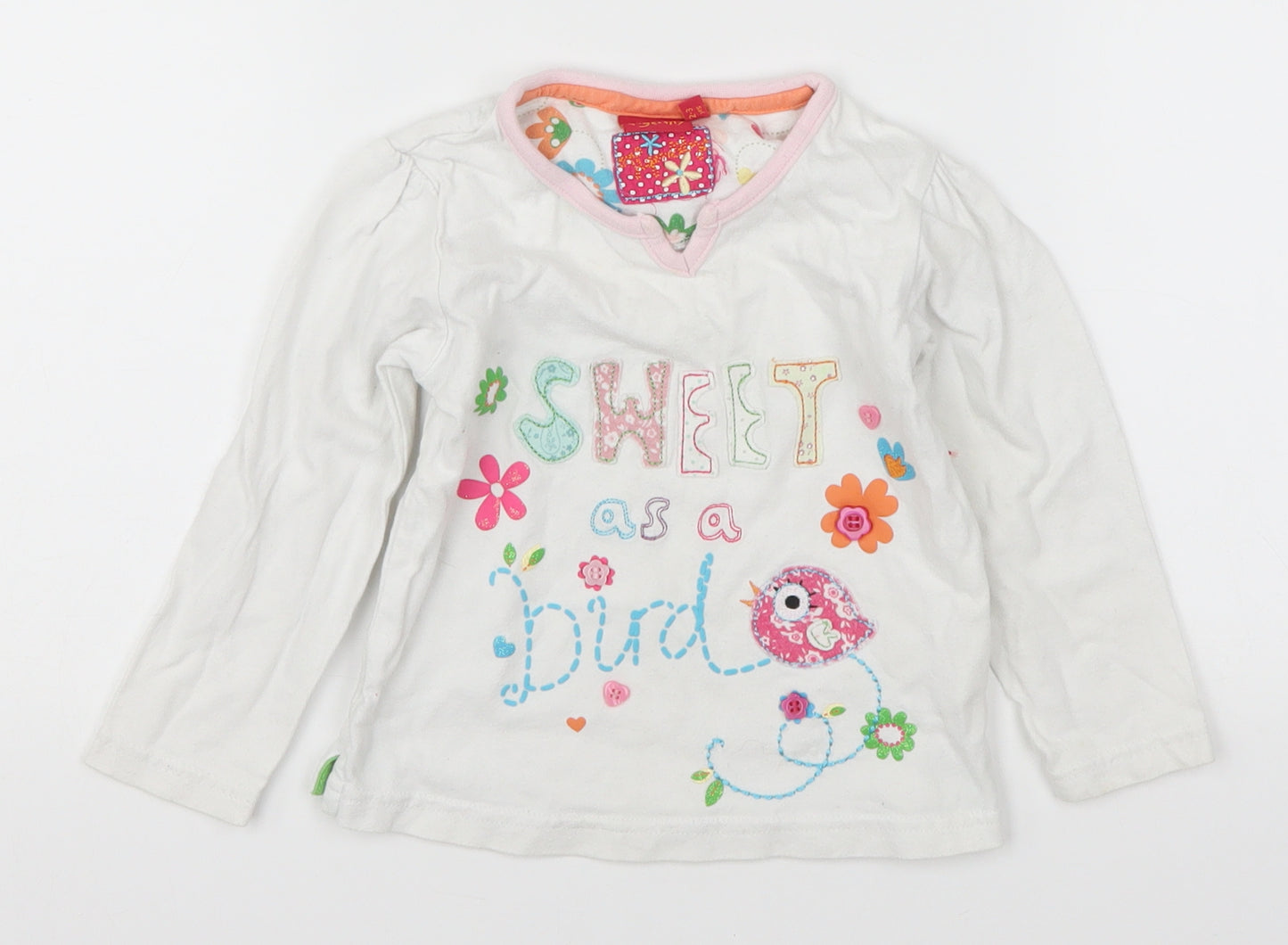 Tigerlily Girls White   Basic T-Shirt Size 2-3 Years  - Sweet as a Bird