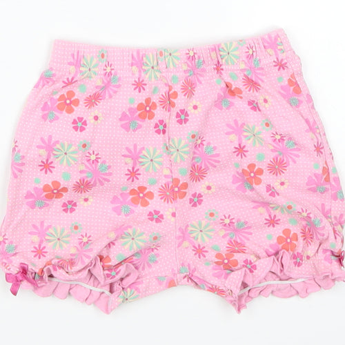 Mini Mode Girls Pink Floral  Cropped Trousers Size 9-12 Months