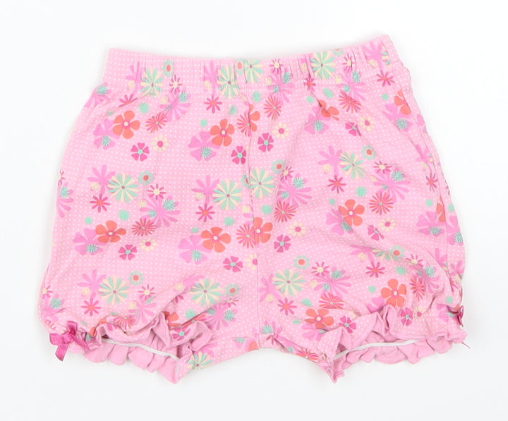 Mini Mode Girls Pink Floral  Cropped Trousers Size 9-12 Months