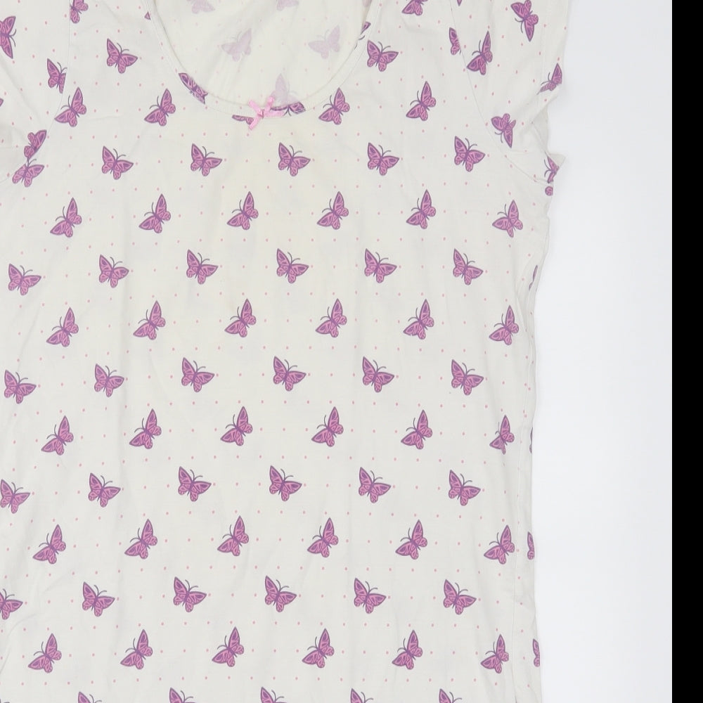 TU Womens White Solid  Top Dress Size 12  - Purple Butterflies