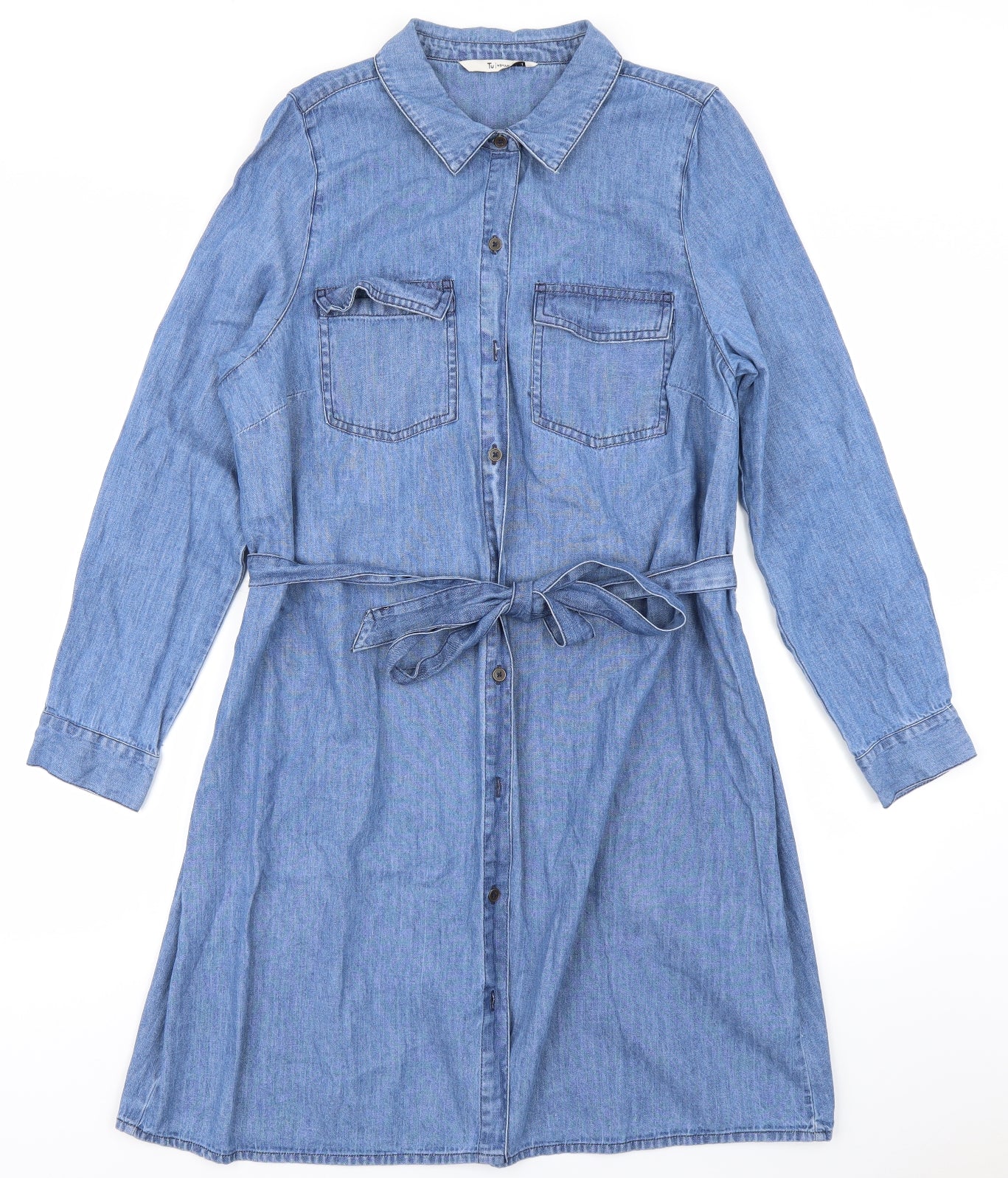 TU Womens Blue  Denim Shirt Dress  Size 16