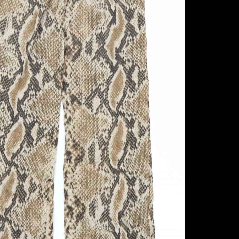 Zara Womens Brown Animal Print  Trousers  Size S L30 in