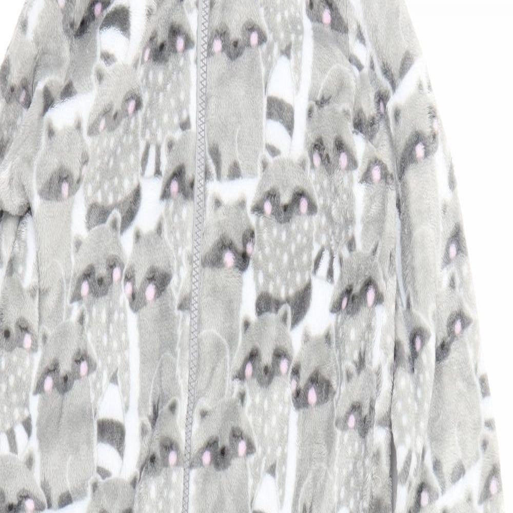 Matalan Girls Grey Animal Print Fleece Top One Piece Size 11 Years  - Raccoon print