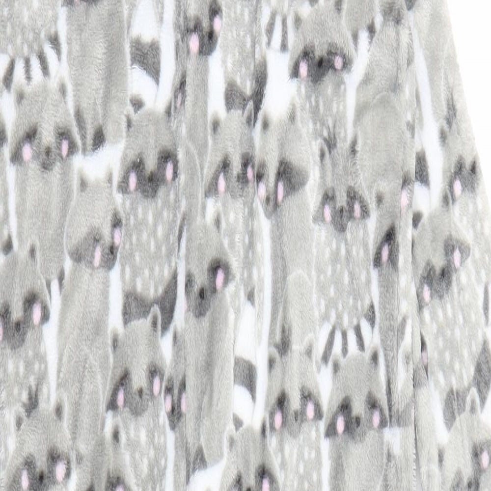 Matalan Girls Grey Animal Print Fleece Top One Piece Size 11 Years  - Raccoon print