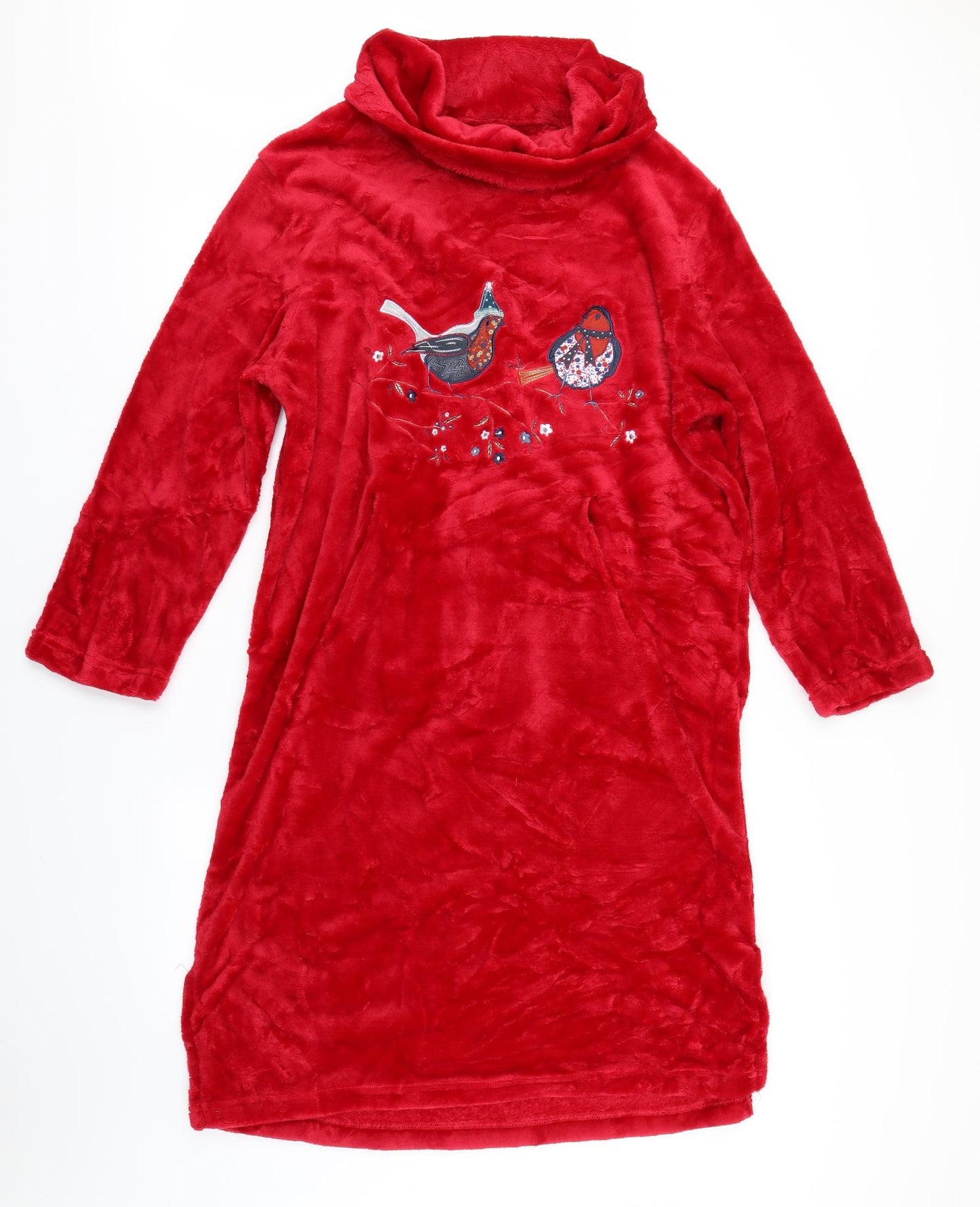 Country Rose Womens Red Solid Fleece Top Nightshirt Size M