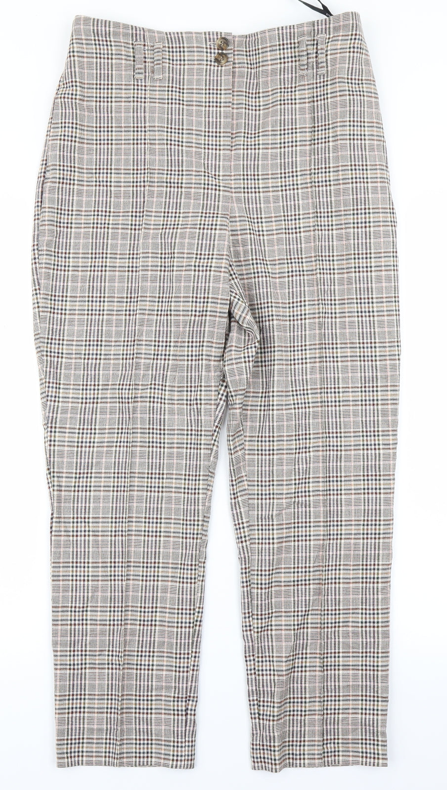 Dorothy Perkins Womens Brown Plaid  Trousers  Size 12 L25 in