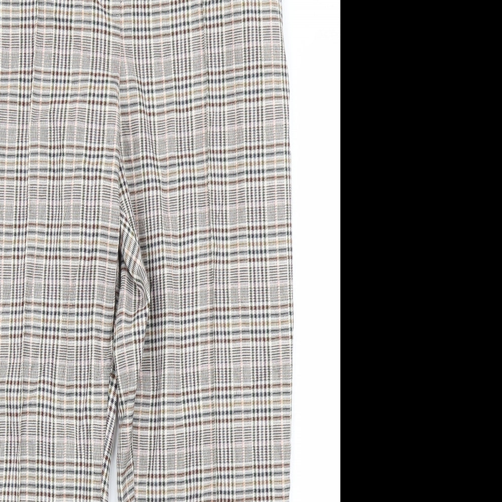 Dorothy Perkins Womens Brown Plaid  Trousers  Size 12 L25 in