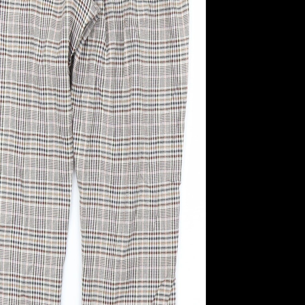 Dorothy Perkins Womens Brown Plaid  Trousers  Size 12 L25 in