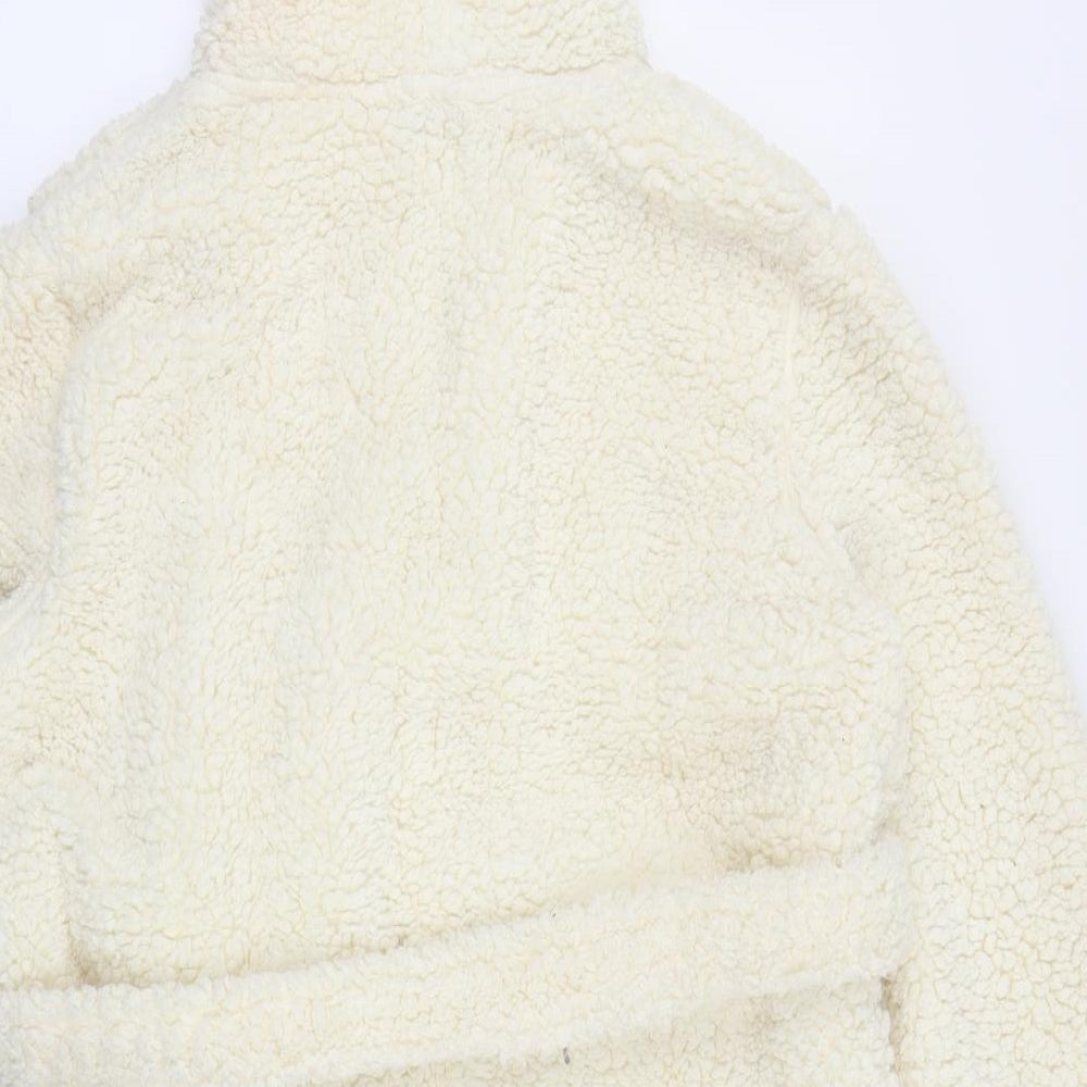 ASOS Womens White Solid Fleece Top Robe Size L