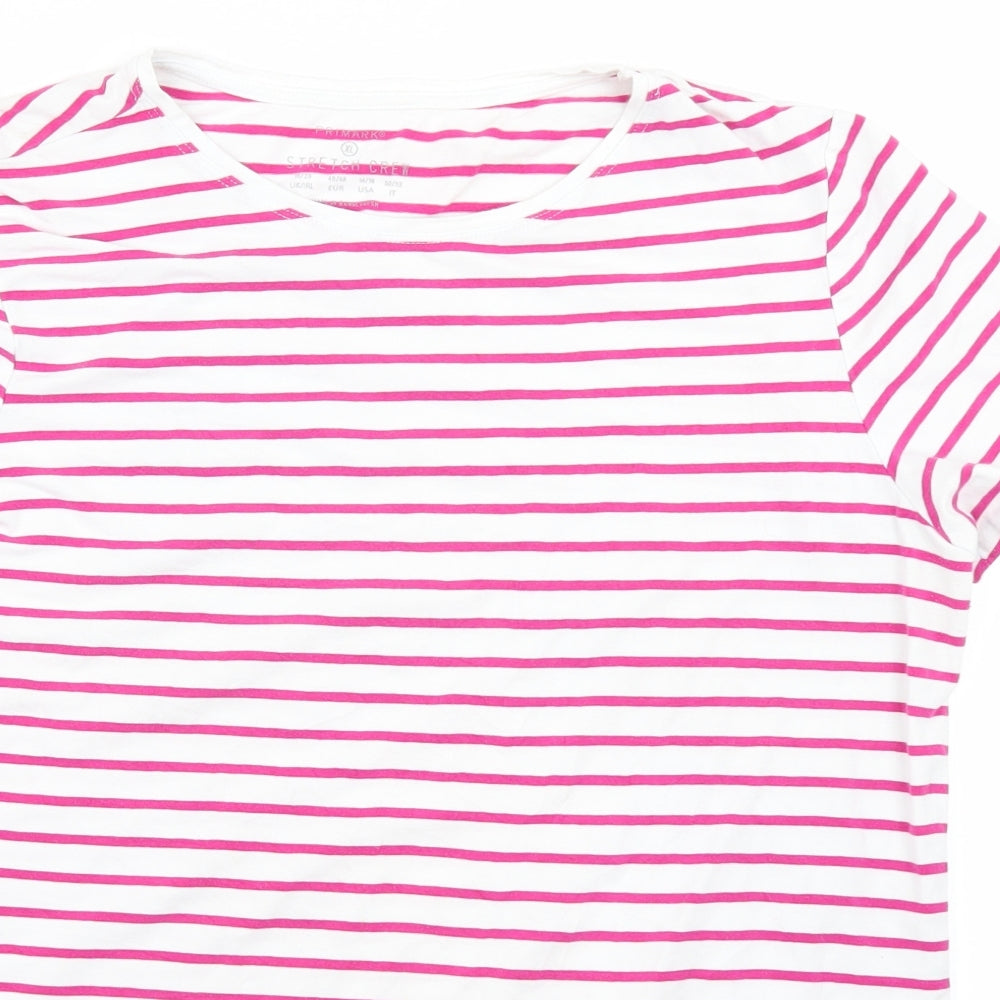 Primark Womens Pink Striped  Basic T-Shirt Size XL