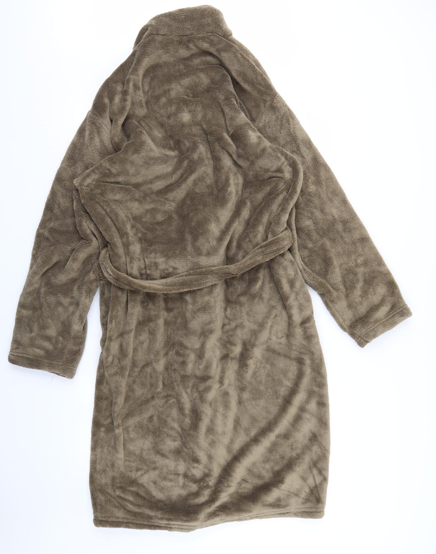 Avenue Womens Brown Solid Fleece Top Robe Size L