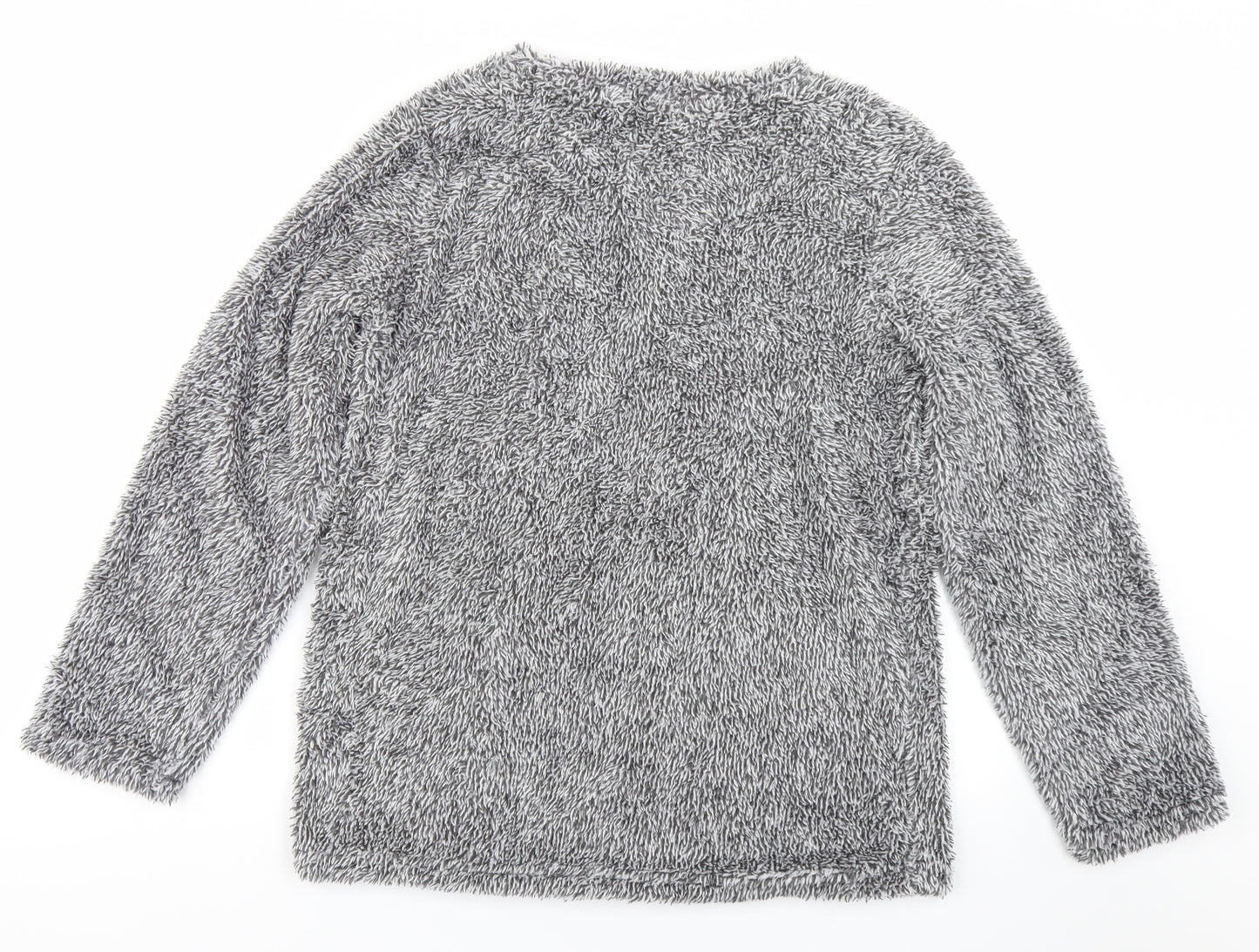 Love to Lounge Womens Grey Solid Fleece Top Pyjama Top Size M