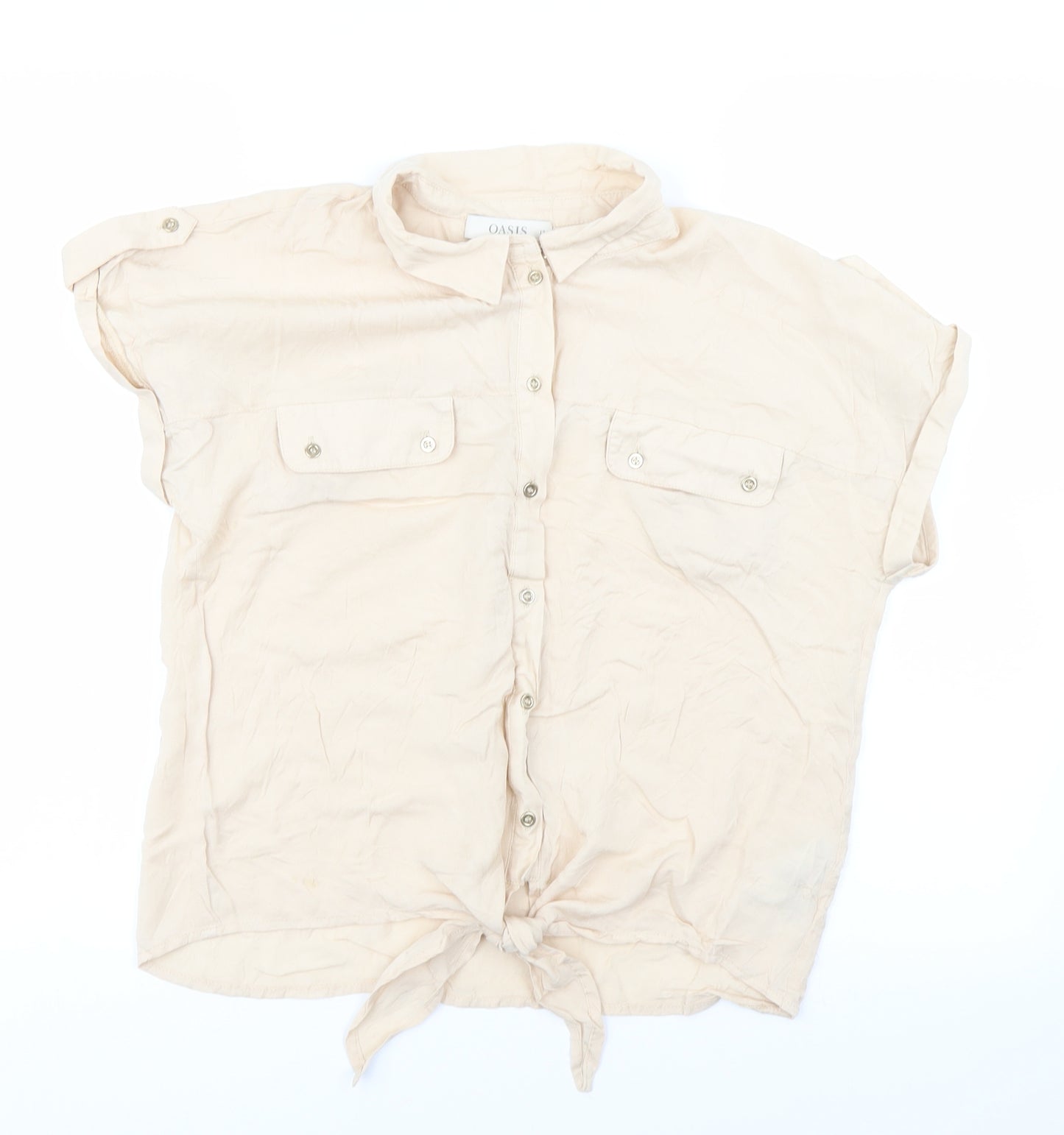 Oasis Womens Beige   Basic Button-Up Size 12