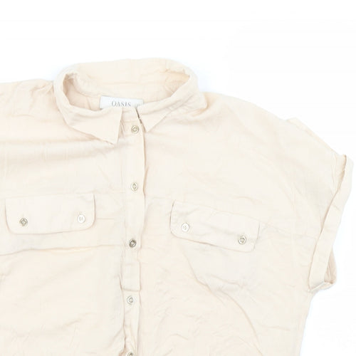 Oasis Womens Beige   Basic Button-Up Size 12