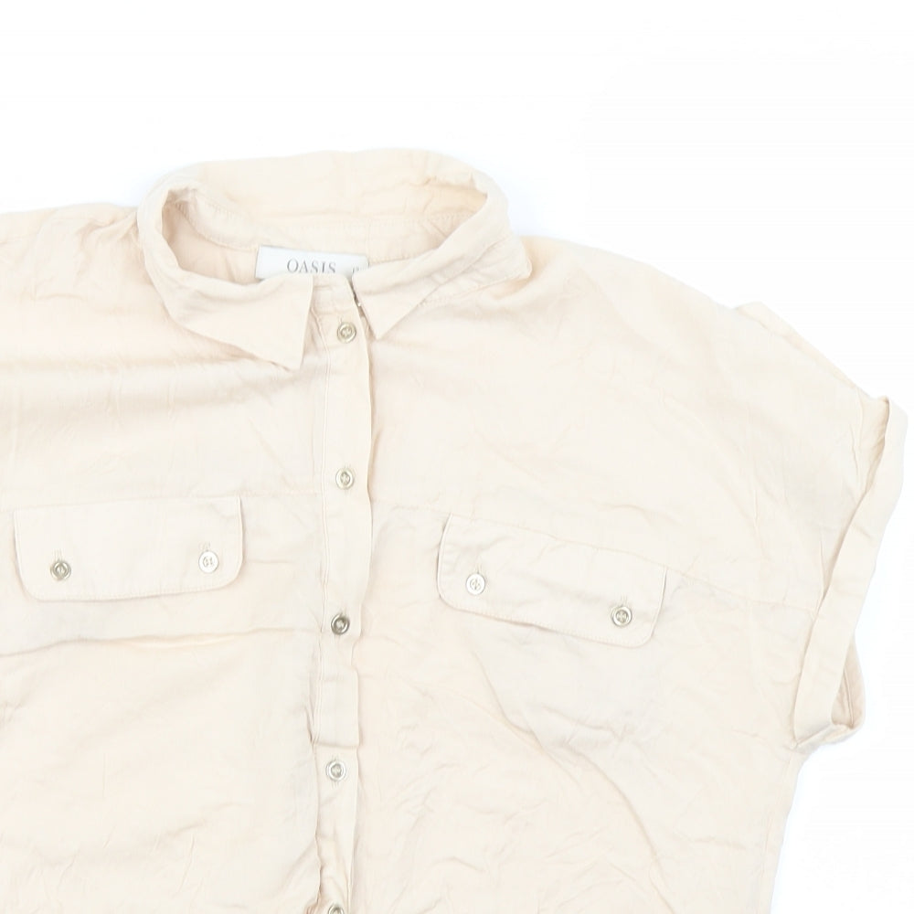 Oasis Womens Beige   Basic Button-Up Size 12
