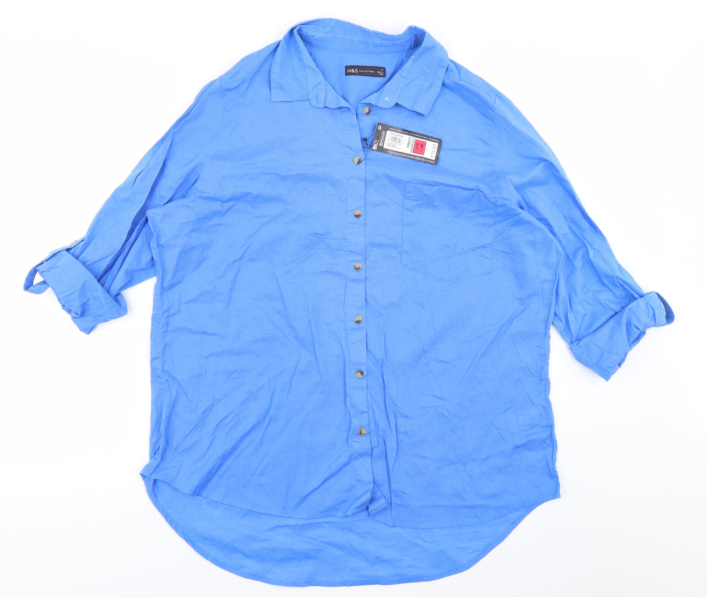 M&S Collection Womens Blue   Basic Button-Up Size 18